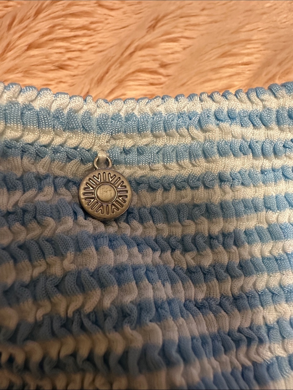 Hollister Blue and White Striped Textured Bikini Bottom Small Like New - Picture 3 of 3